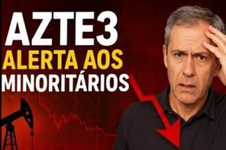 variação de preço da ação Azte3 no último pregão, com tendência de alta.