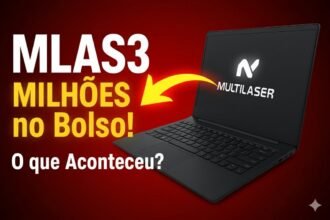 Gráfico de análise financeira mostrando se a ação MLAS3 Multilaser vale a pena após novos contratos.