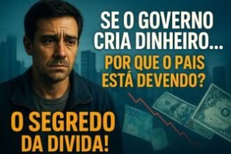 Infográfico sobre a Dívida Pública Brasileira e a rede global de credores e devedores.