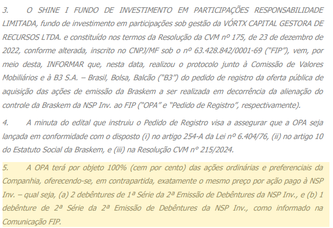 Braskem (BRKM5): OPA de R$ 9,24 por ação envolve debêntures com vencimento em 2090 - plotos.com.br